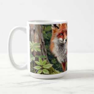 Taza De Café Retrato de fauna silvestre del bosque del zorro ro