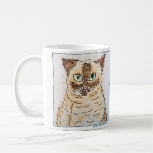 Taza De Café Retrato de Gato Excéntrico y Colorido