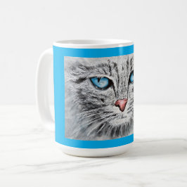 Taza De Café Retrato de gatos de ojos azules mesmerizante