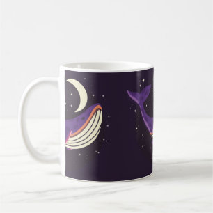Taza De Café Retrato de ilustracion colorido de ballena linda e
