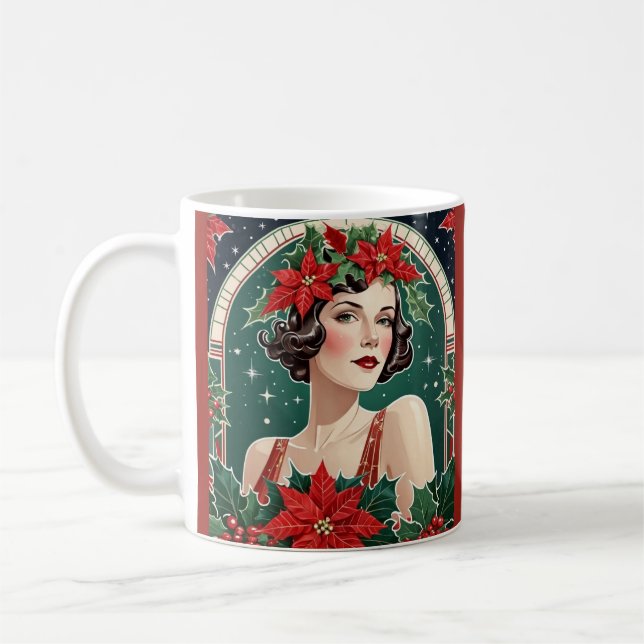 Taza De Café Retrato de inspiración Art Déco - Navidades elegan (Izquierda)
