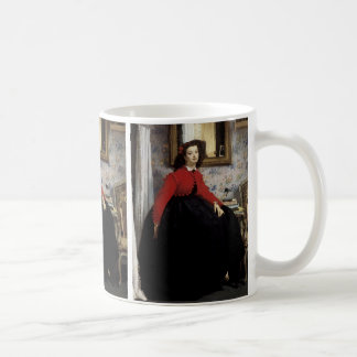 Taza De Café Retrato de Jeune Femme en Veste Rouge
