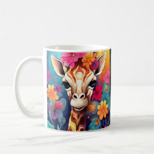 Taza De Café Retrato de jirafa floral 9320