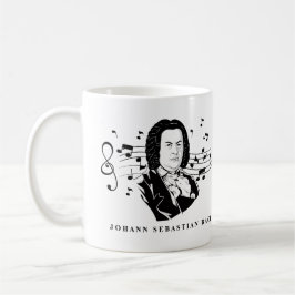 Taza De Café Retrato de Johann Sebastian Bach y busto con notas