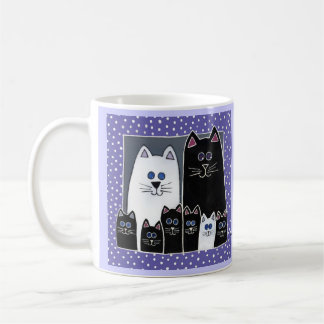 Taza De Café Retrato de la familia del gatito