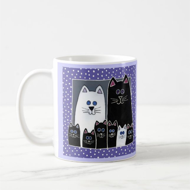 Taza De Café Retrato de la familia del gatito (Izquierda)
