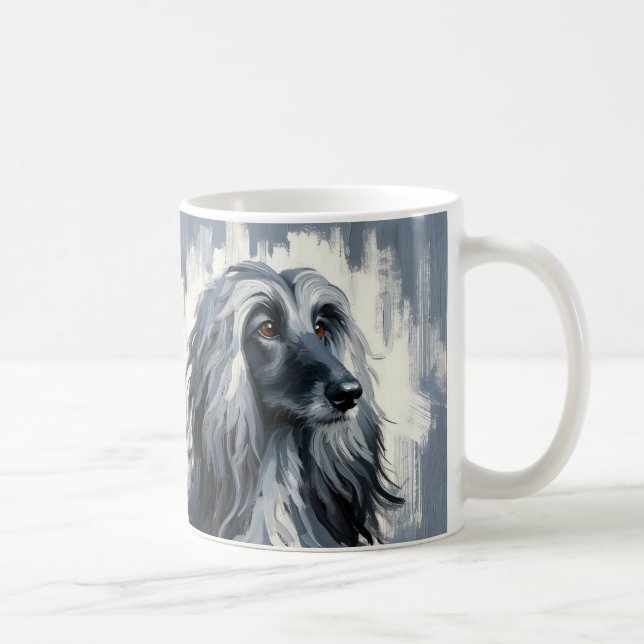 Taza De Café Retrato de Lebrel Afgano Gris (Derecha)