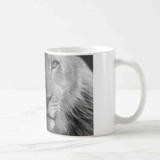 Taza De Café Retrato de León sobre Liderazgo Motivador en Blanc (Derecha)