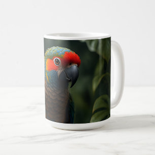 Taza De Café Retrato de loro tropical vibrante en la selva