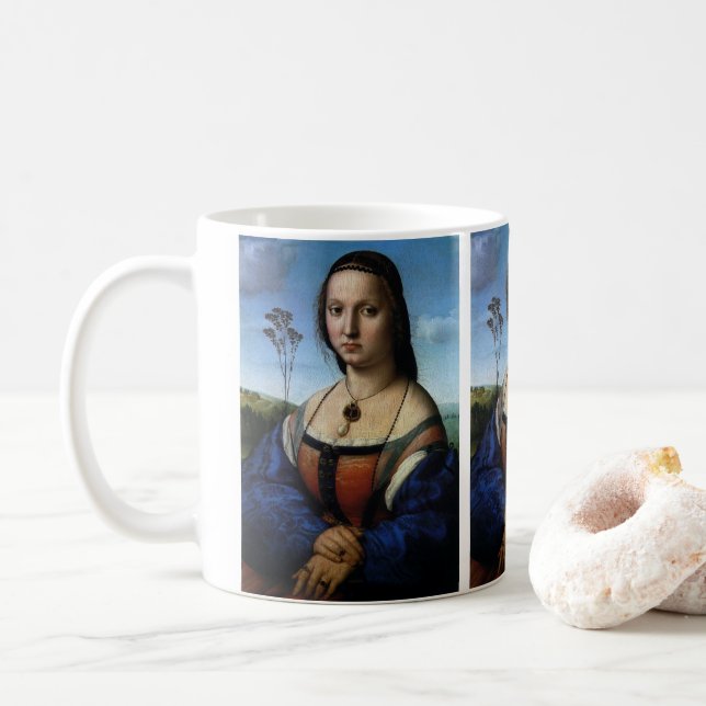 Taza De Café Retrato de Maddalena Doni por Raphael Sanzio (Con donut)