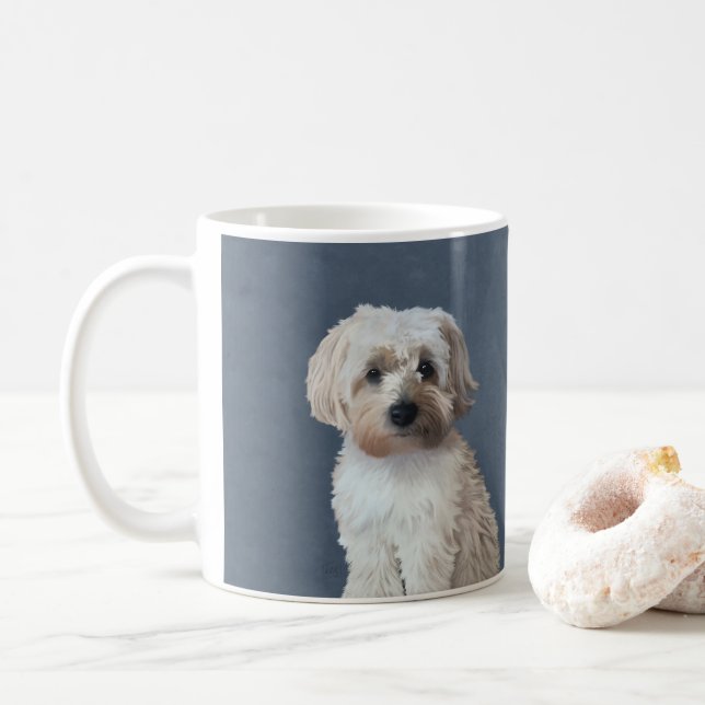Taza De Café Retrato de mascota perro Shorkie (Con donut)