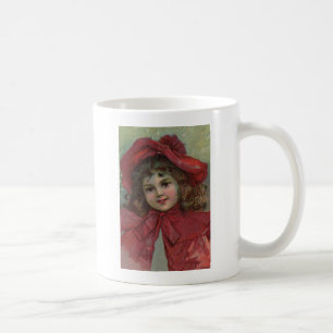 Taza De Café Retrato de niña victoriana de Navidad con sombrero