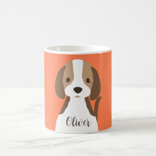 Taza De Café Retrato de perro blanco y marrón