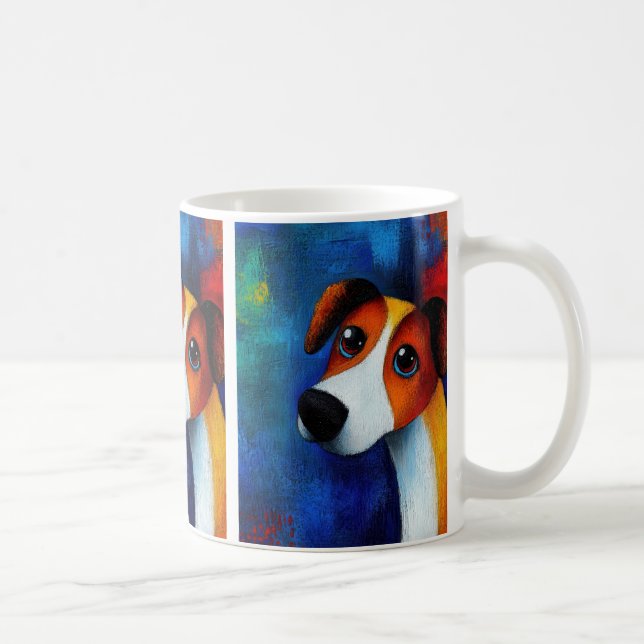 Taza De Café Retrato de perro Café de arte Mug (Derecha)