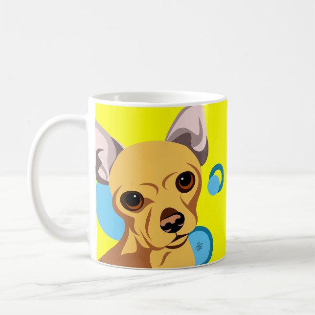Taza De Café Retrato de perro Chihuahua (Izquierda)