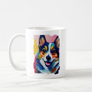 Taza De Café Retrato de perro colorido - Pintura de corgi