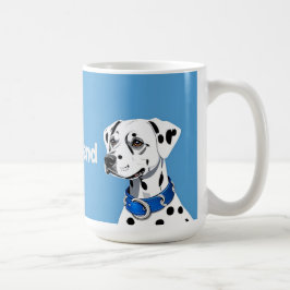 Taza De Café Retrato de perro dálmata con collar azul