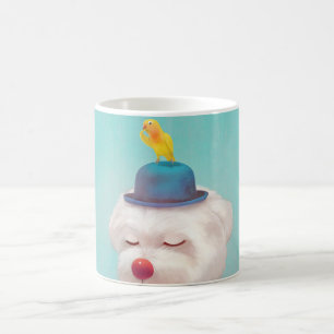 Taza De Café Retrato de perro de payaso meditativo