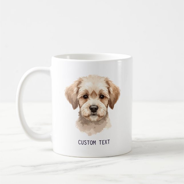 Taza De Café Retrato de perro lindo personalizado con texto (Izquierda)