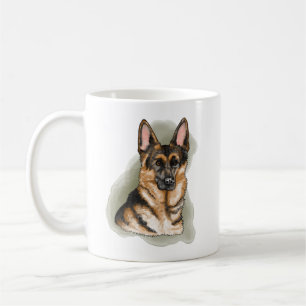 Taza De Café Retrato de perro pastor alemán negro y marrón en a