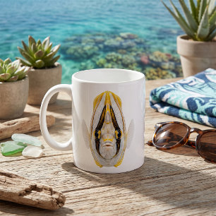 Taza De Café Retrato de pez ángel con rayas amarillas