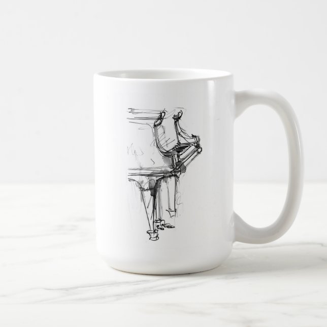 Taza De Café Retrato de piano abstracto (Derecha)