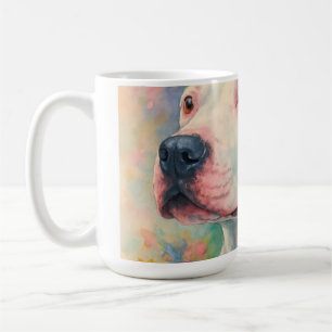 Taza De Café Retrato de Pit Bull Floral Colorido de Impresión T