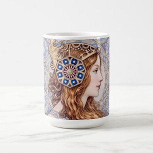 Taza De Café Retrato de Reina Art Nouveau