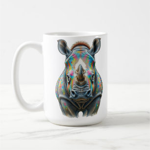 Taza De Café Retrato de Rinoceronte Colorido Vida Silvestre Vib