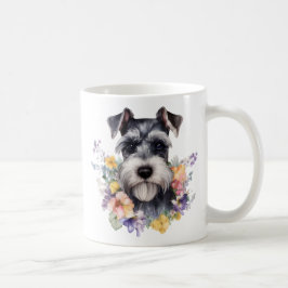 Taza De Café Retrato de Schnauzer con flores