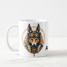 Taza De Café Retrato de Steampunk Anubis Fox