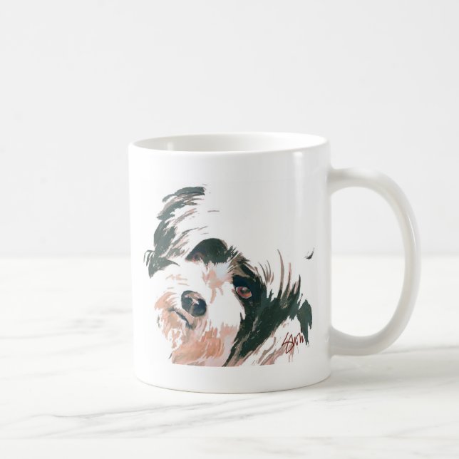 Taza De Café Retrato de Terrier tibetano (Derecha)