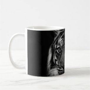 TAZA DE CAFÉ RETRATO DE TIGRE EN BW