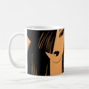 Taza De Café Retrato del chica con pelo desechado