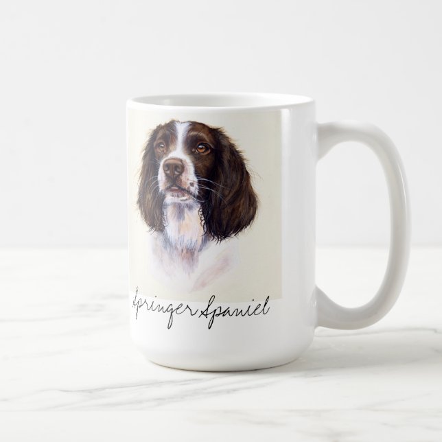 Taza De Café Retrato del perro del perro de aguas de saltador (Derecha)