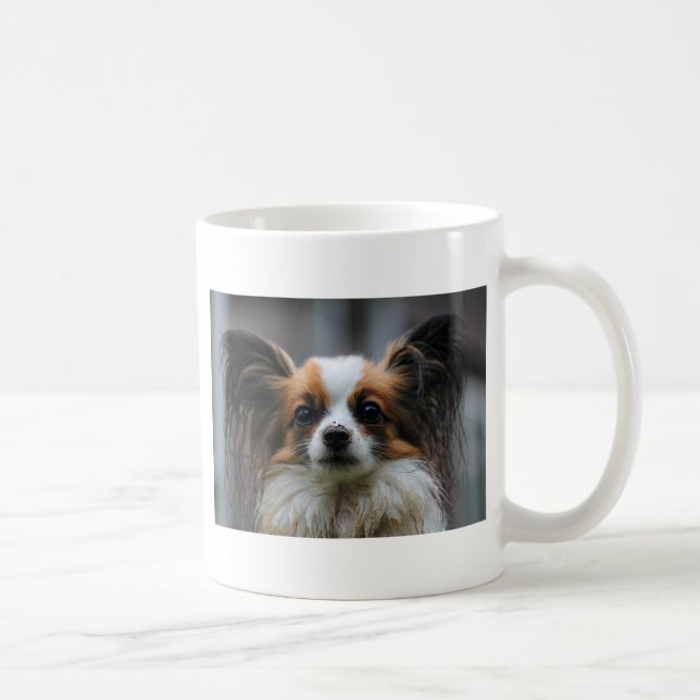 Taza De Café Retrato del perro Papillon de pura raza (Derecha)
