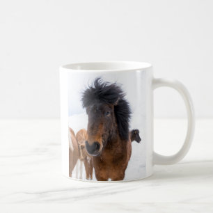 Taza De Café Retrato Divertido de un Caballo Islandés