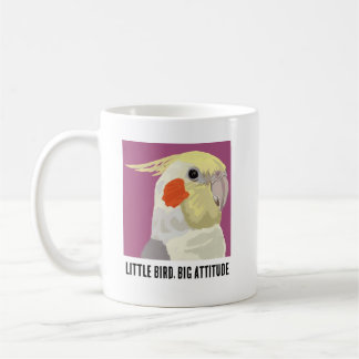 Taza De Café Retrato divertido de un pequeño pájaro cockatiel c