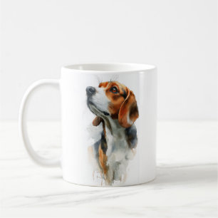 Taza De Café retrato en acuarela de Beagle
