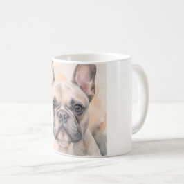 Taza De Café Retrato en Acuarela de Bulldog Francés