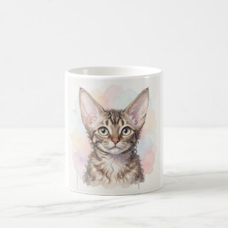 Taza De Café Retrato en acuarela de gato Devon Rex