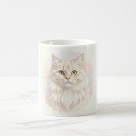 Taza De Café Retrato en Acuarela de Gato Persa