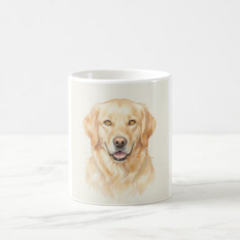 Taza De Café Retrato en Acuarela de Golden Retriever