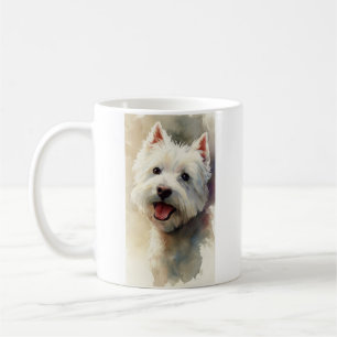 Taza De Café retrato en acuarela de perro Westie