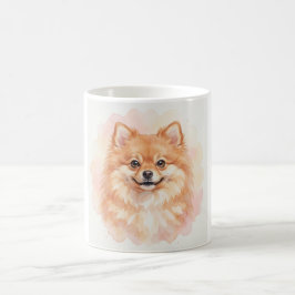 Taza De Café Retrato en Acuarela de Pomerania