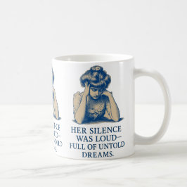 Taza De Café Retrato en Tinta Azul Vintage – “Su Silencio Era F