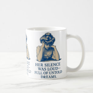 Taza De Café Retrato en Tinta Azul Vintage – “Su Silencio Era F