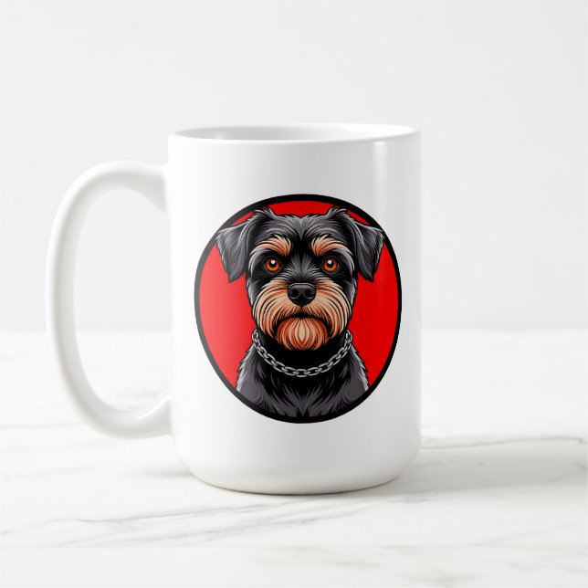 Taza De Café Retrato estilizado de un Terrier Negro (Izquierda)