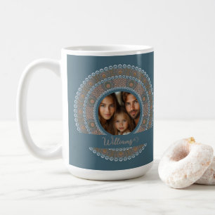 Taza De Café Retrato familiar personalizado Verde azulado y Man