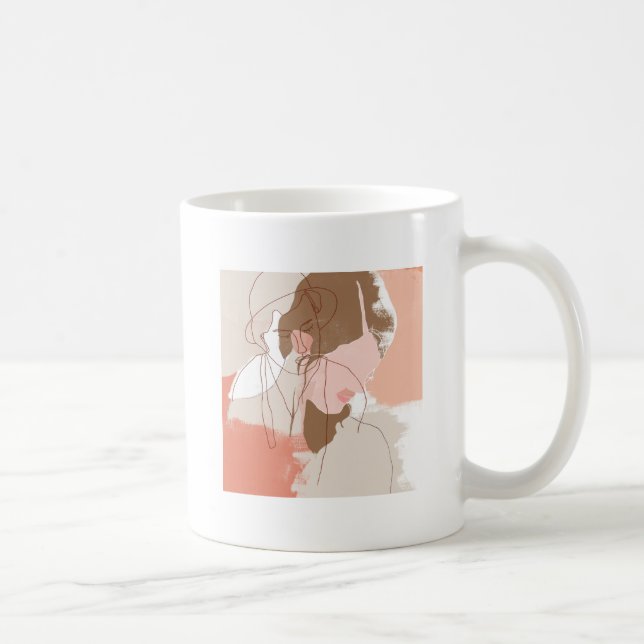 Taza De Café Retrato femenino de contorno pintado (Derecha)